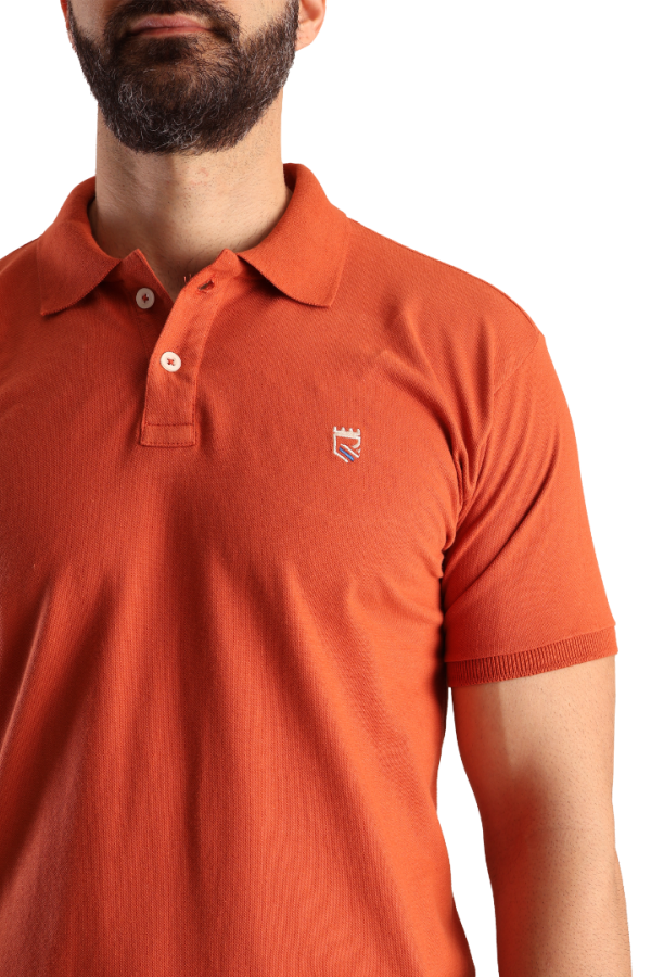Playera Casual Tipo Polo Color Shedron Con Bordado Slim Fit Para Hombre